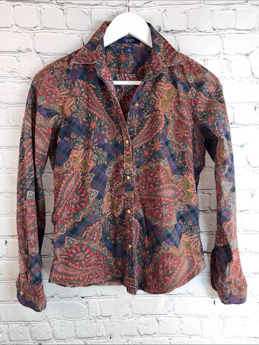 RALPH LAUREN Chaps Multi‑Color Paisley & Tartan Button-Up Shirt S
